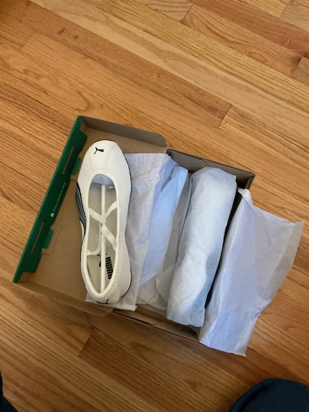 Puma White Ballet-Style Slip-On with Black Logo